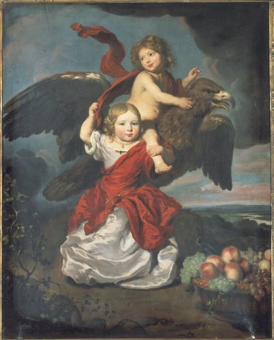 Double Portrait of a Boy and a Girl as Ganymede and Hebe in a Landscape by Nicolaes Maes